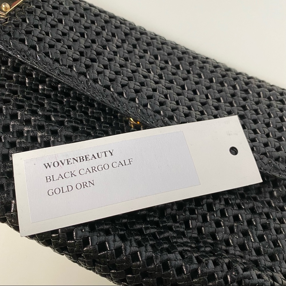 Stuart Weitzman Black Leather Woven Clutch - Picture 5 of 9